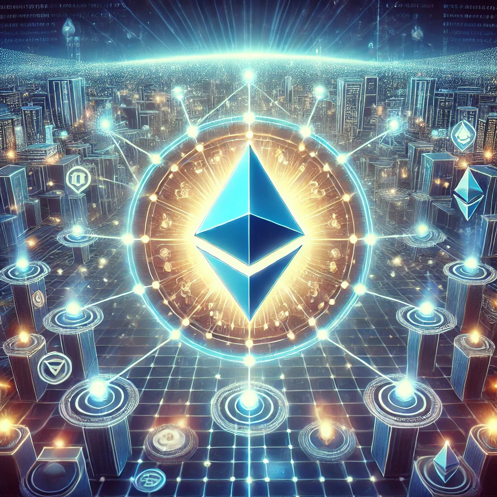 Illustration of the Ethereum blockchain highlighting smart contracts and their decentralized functionality