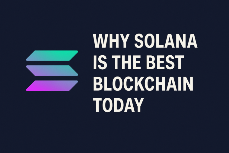 Illustration of Solana blockchain 2025 with digital icons for speed, NFTs, DeFi, and Web3